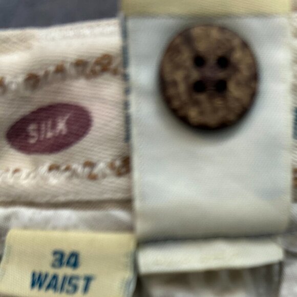 JOSEPH & FEISS Mens Tan SILK Pleated Dress/Casual Slacks Pants Sz 34/29 Vacation - Picture 7 of 12